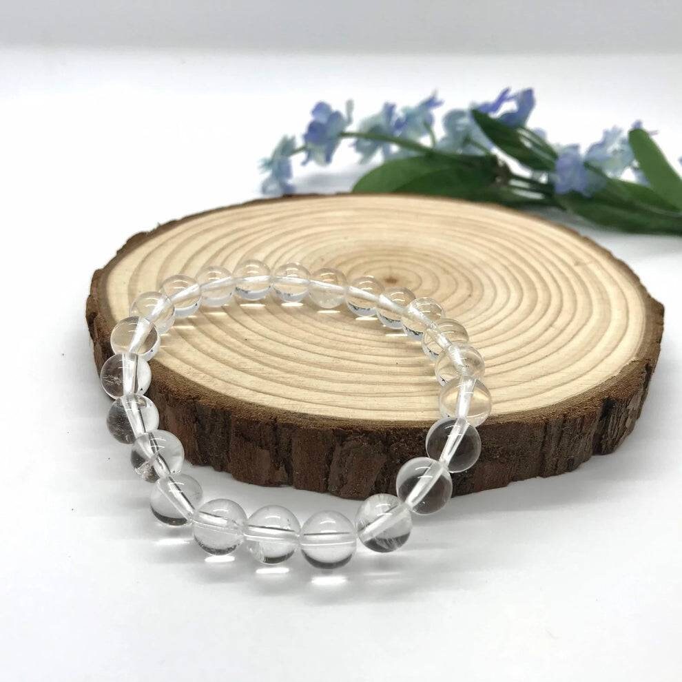 Clear Quartz Crystal Bracelet, 10mm Sphatik Healing Jewelry