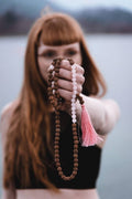 Rose Quartz Rudraksha Bead Mala, Love and Healing Energy