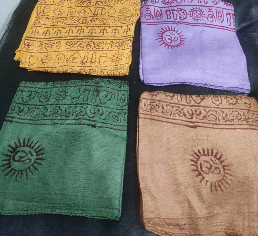 Cotton Om Print Scarf, Lightweight Summer Shawl