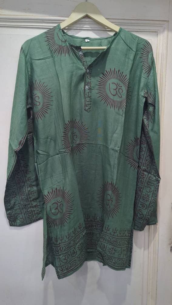 Handmade Om Shirt, Vintage Boho Style, Unisex Festival Tunic (Small)