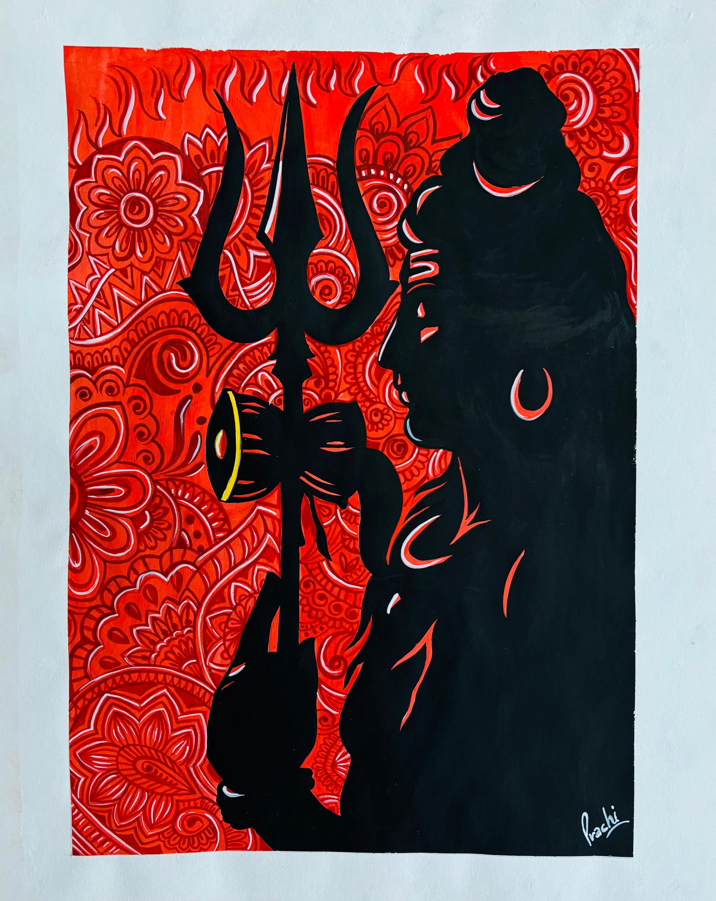 Shiva painting , Original shiva Painting, Shiva Wall Decor, Handmade Spiritual Art, Yoga Gift, Yoga Art