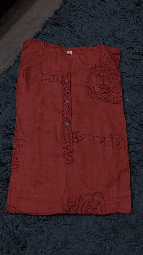 Handmade Om Shirt, Vintage Boho Style, Unisex Festival Tunic (Small)