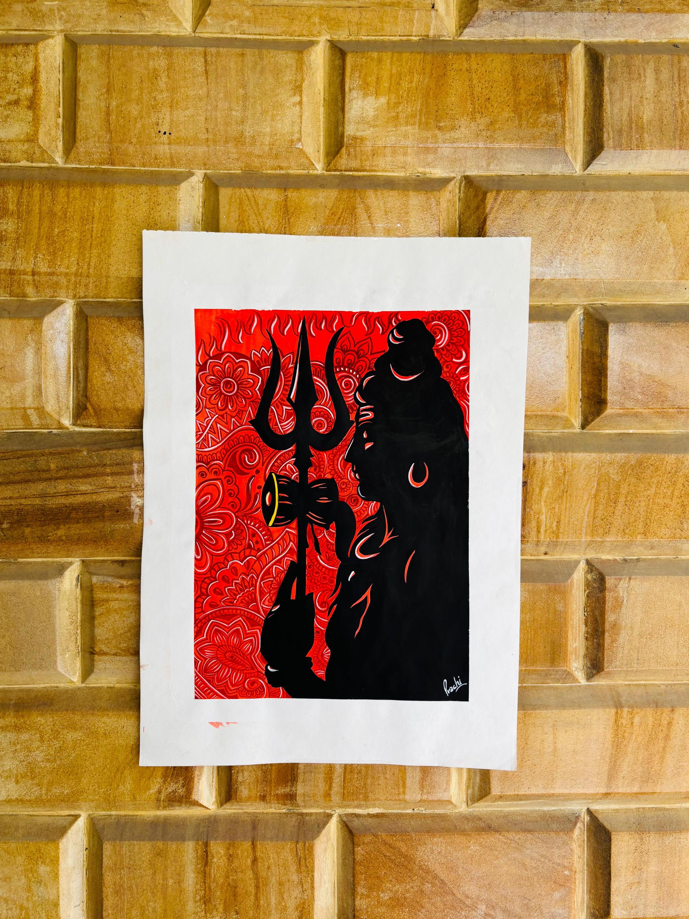 Shiva painting , Original shiva Painting, Shiva Wall Decor, Handmade Spiritual Art, Yoga Gift, Yoga Art