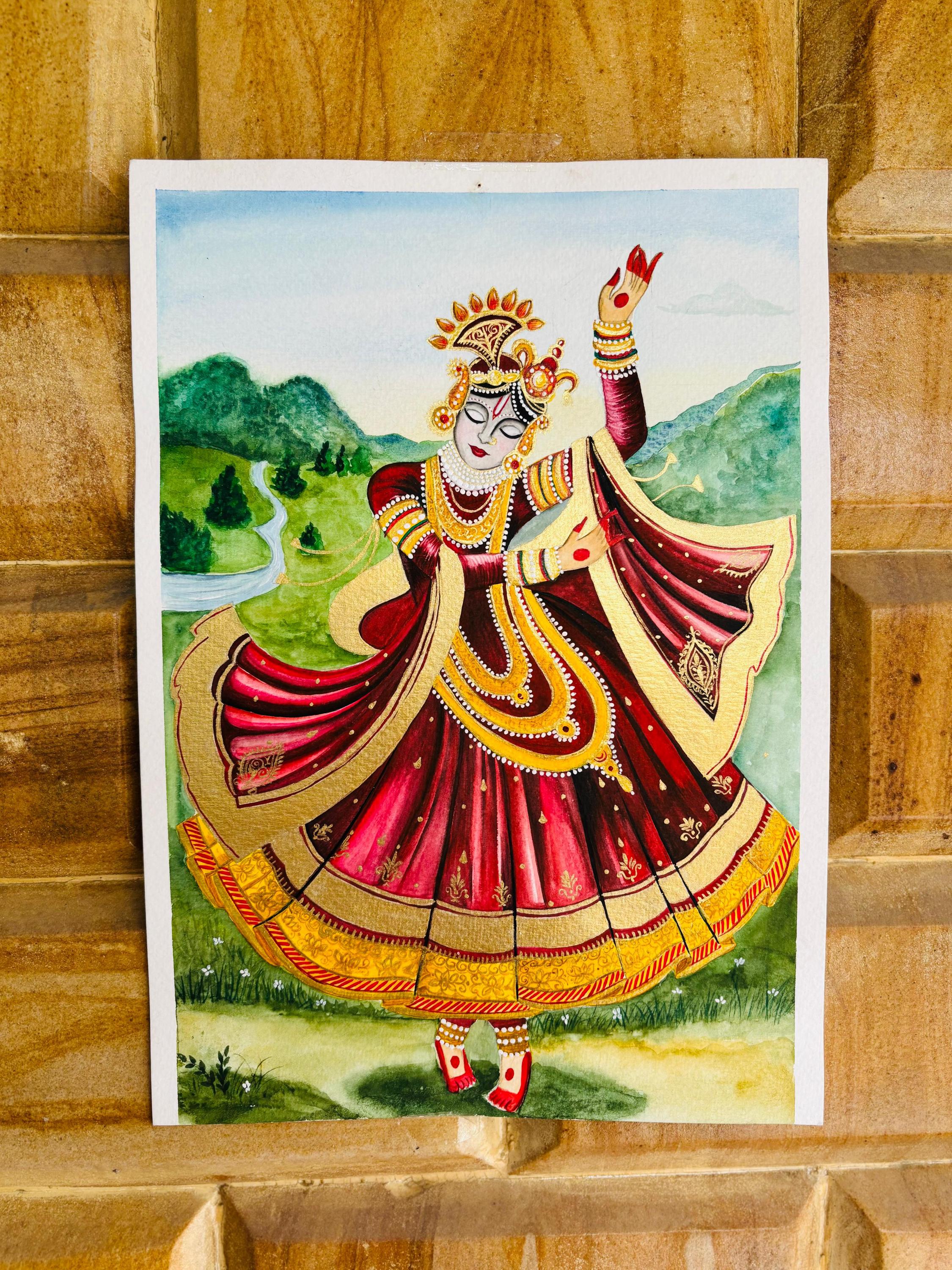 Krishna painting , Original shiva Painting, Dancing Krishna Wall Decor, Handmade Spiritual Art, Yoga Gift, Yoga Art