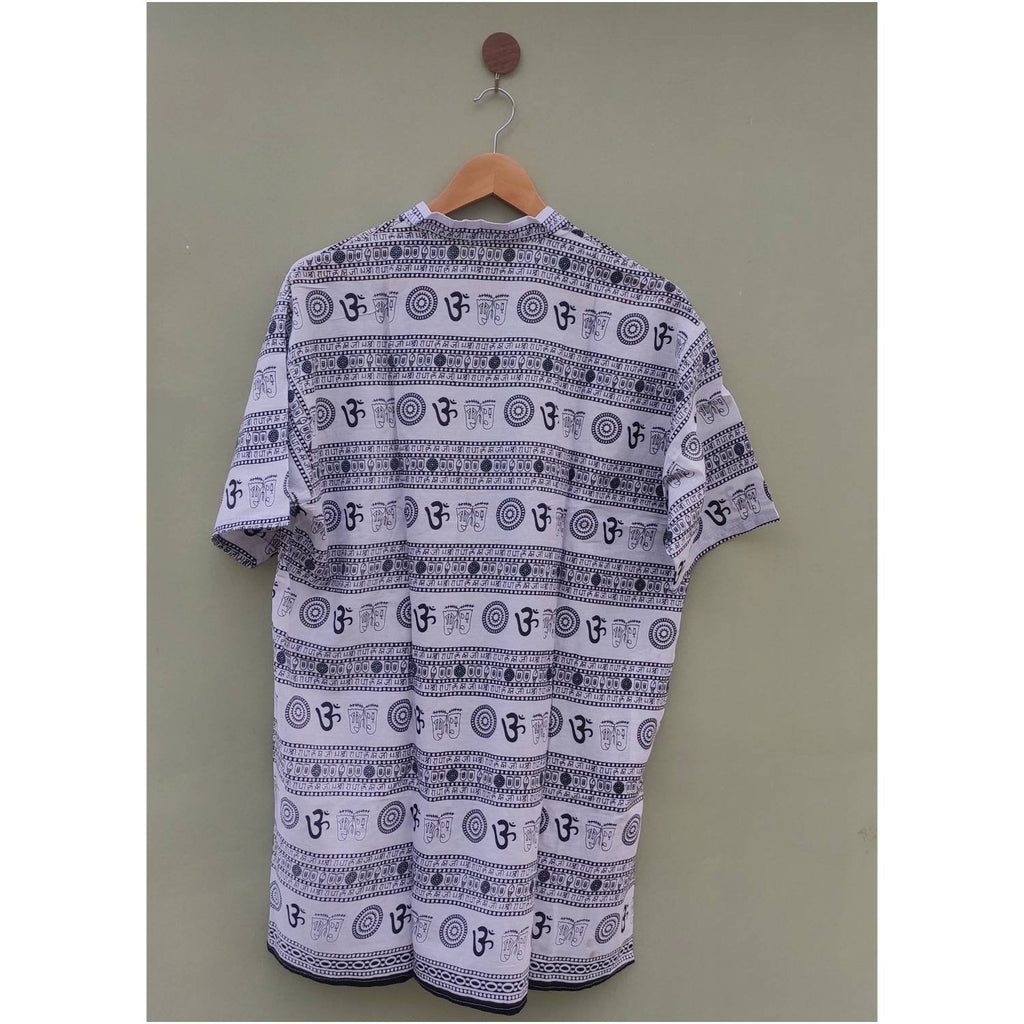 Cotton Indian Kurta Shirt, Om Print Traditional Shirt