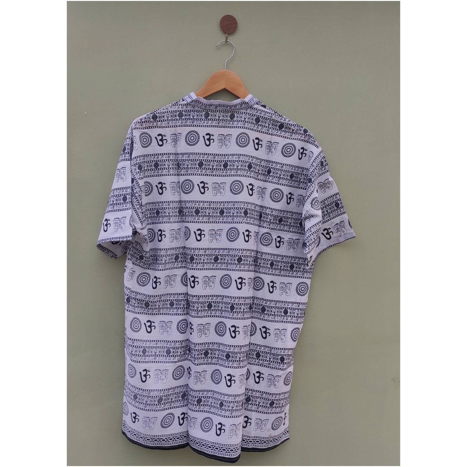 Cotton Indian Kurta Shirt, Om Print Traditional Shirt