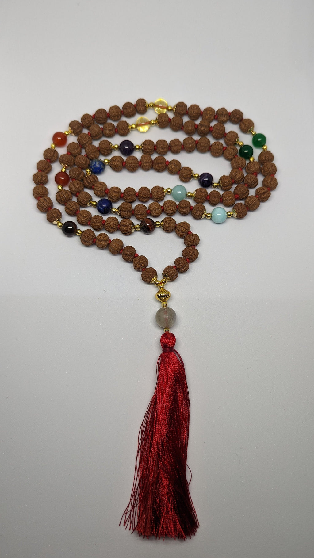 Seven chakra healing malas , 5 face Rudraksha with seven stones