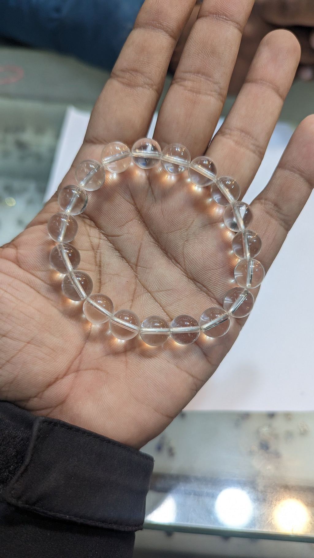 Clear Quartz Crystal Bracelet, 10mm Sphatik Healing Jewelry