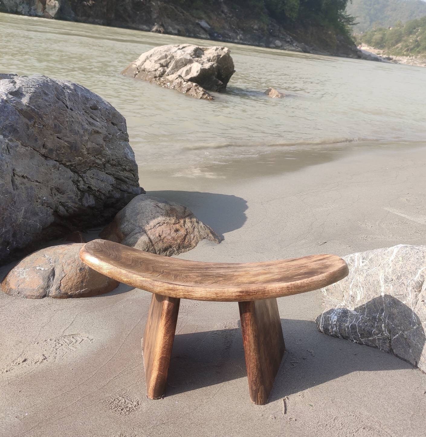 Meditation Bench, Mango wood meditation bench , foldable meditation bench , lotus position, Siddhasana, kneeling position (Vajrasana)