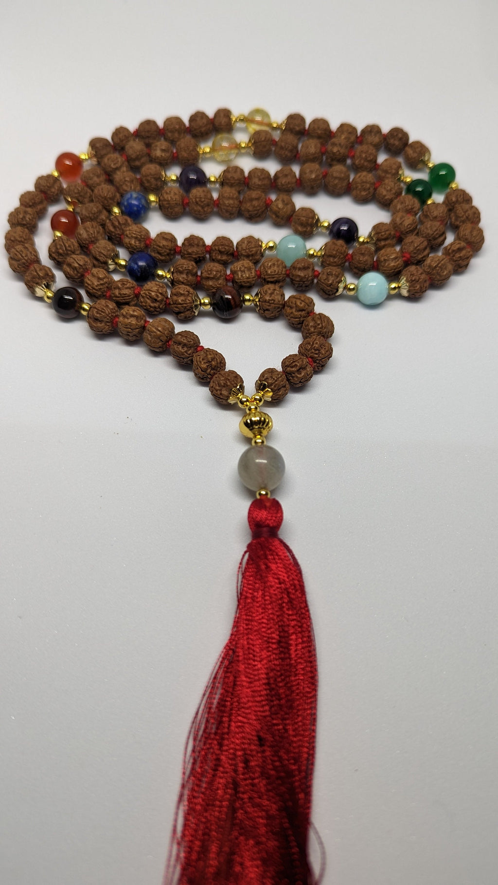 Seven chakra healing malas , 5 face Rudraksha with seven stones