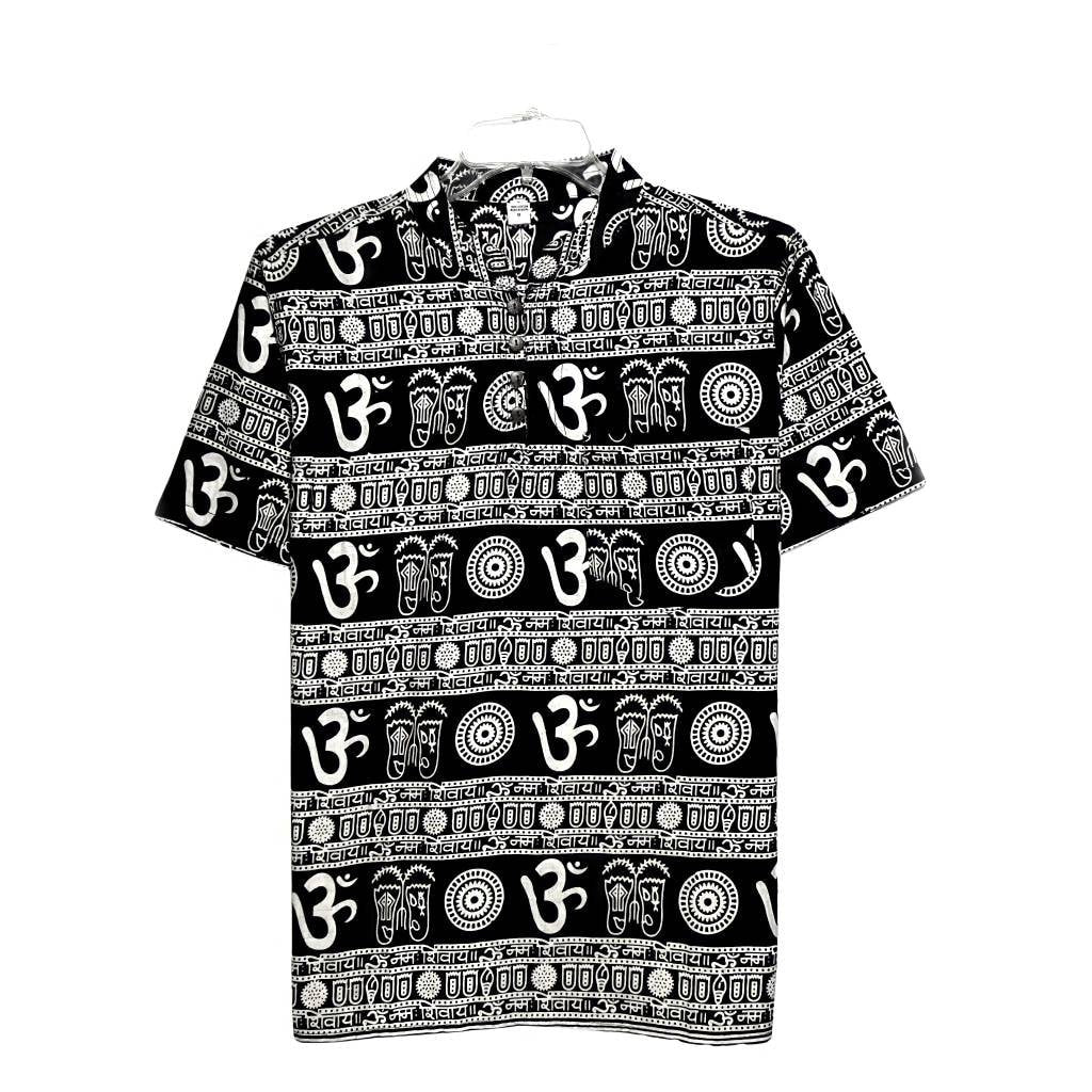Om Print Cotton Shirt, Indian Style Meditation Kurta