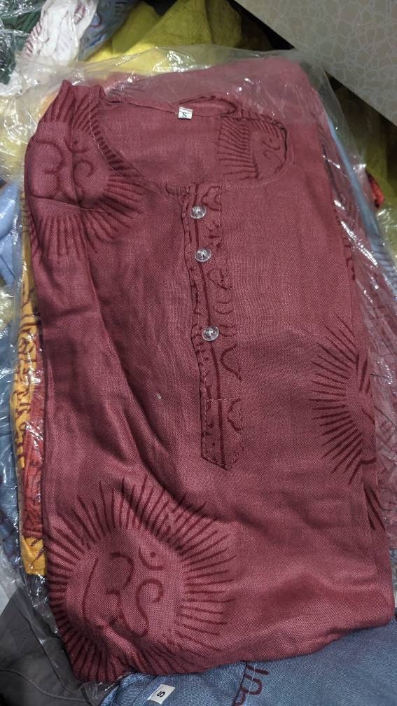 Handmade Om Shirt, Vintage Boho Style, Unisex Festival Tunic (Small)