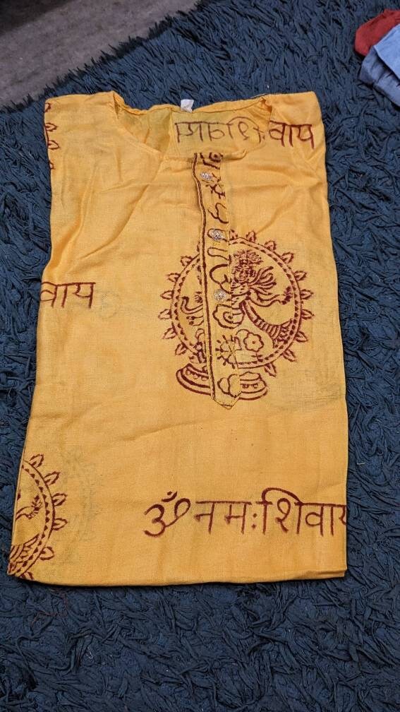 Handmade Om Shirt, Vintage Boho Style, Unisex Festival Tunic (Small)