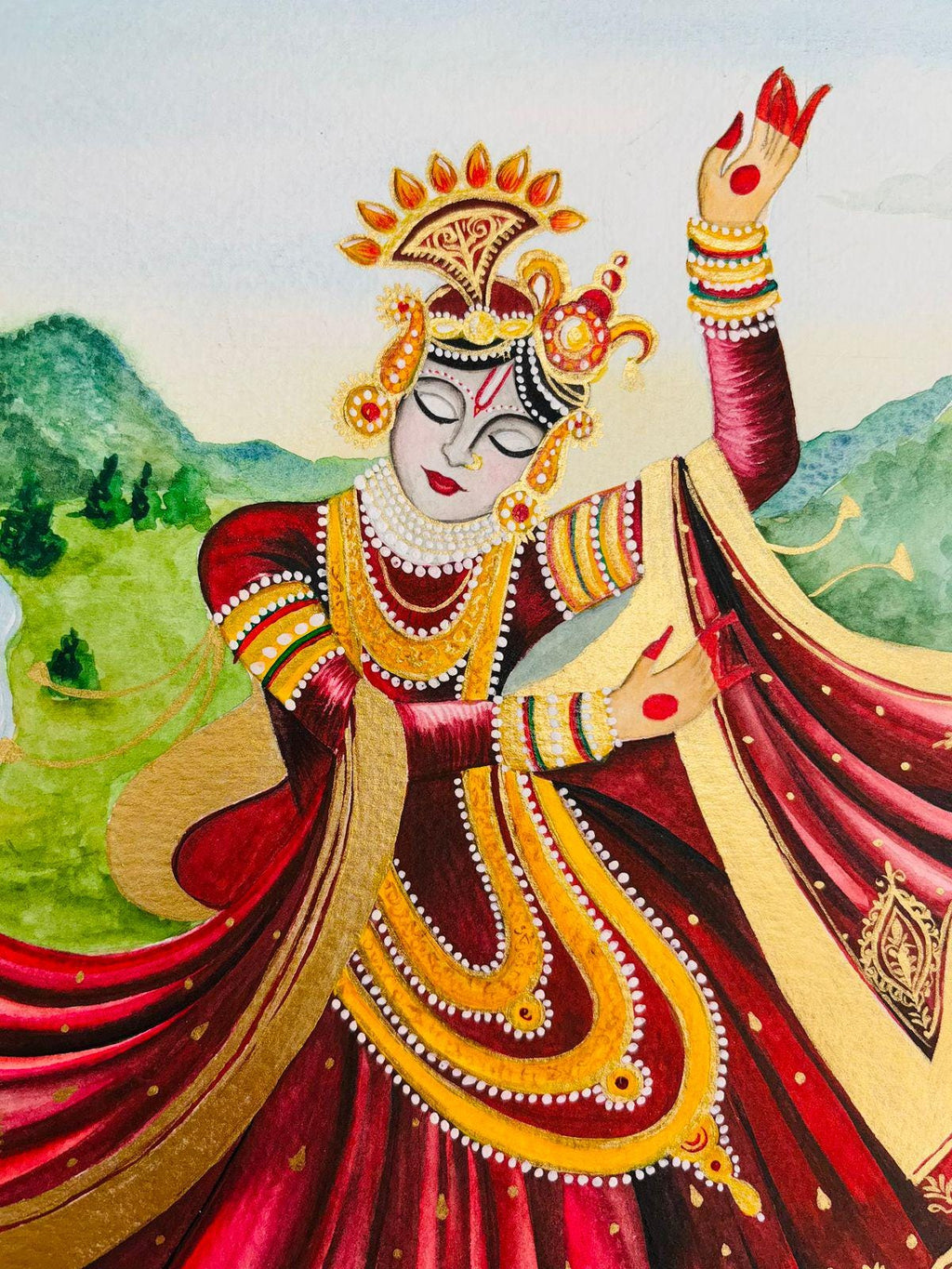 Krishna painting , Original shiva Painting, Dancing Krishna Wall Decor, Handmade Spiritual Art, Yoga Gift, Yoga Art