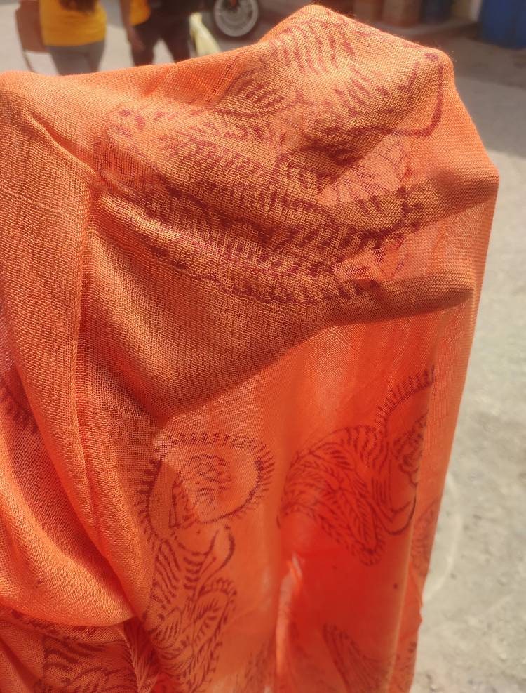 Cotton Om Print Scarf, Lightweight Summer Shawl