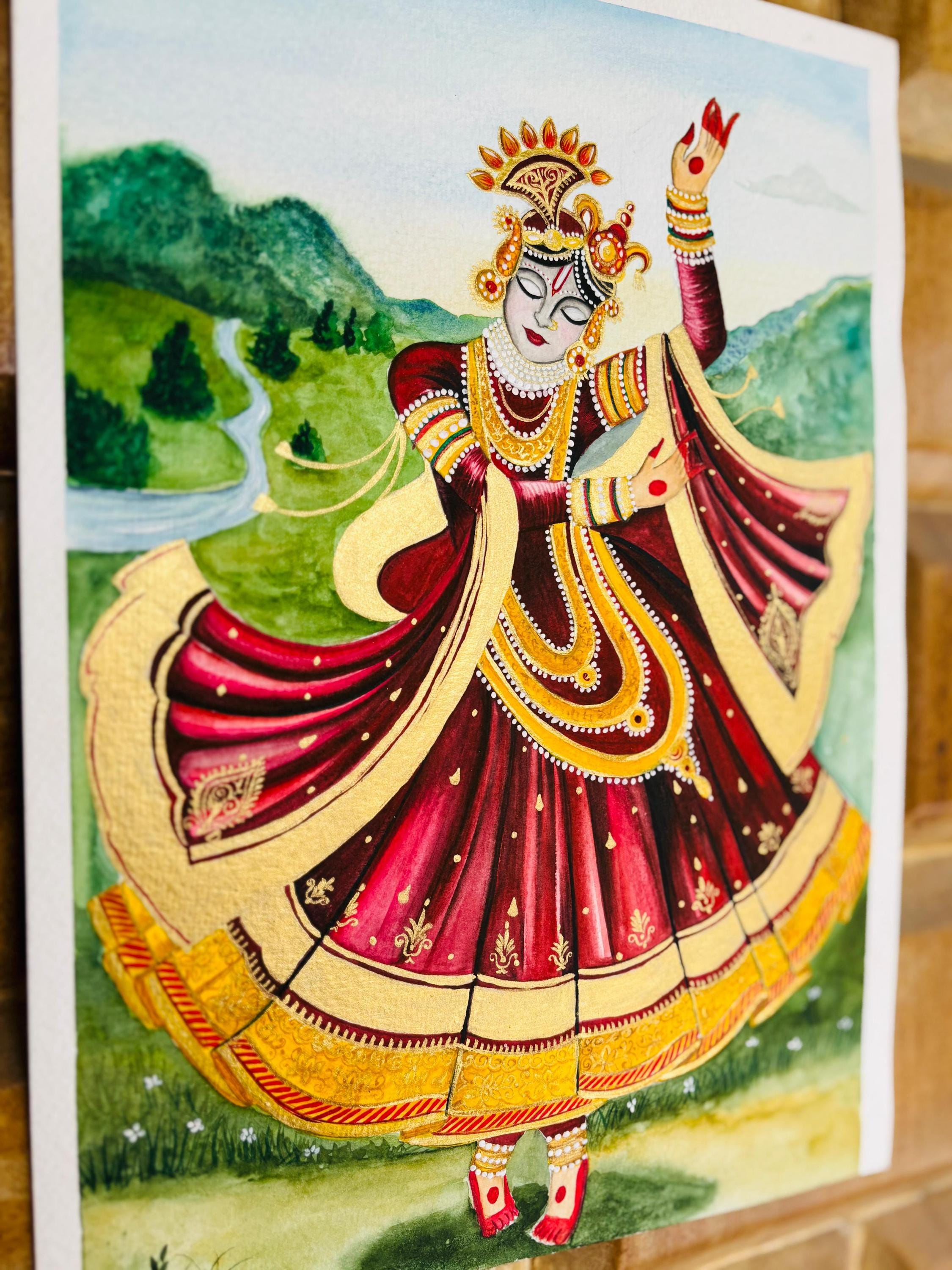 Krishna painting , Original shiva Painting, Dancing Krishna Wall Decor, Handmade Spiritual Art, Yoga Gift, Yoga Art