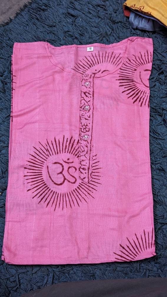 Handmade Om Shirt, Vintage Boho Style, Unisex Festival Tunic (Small)