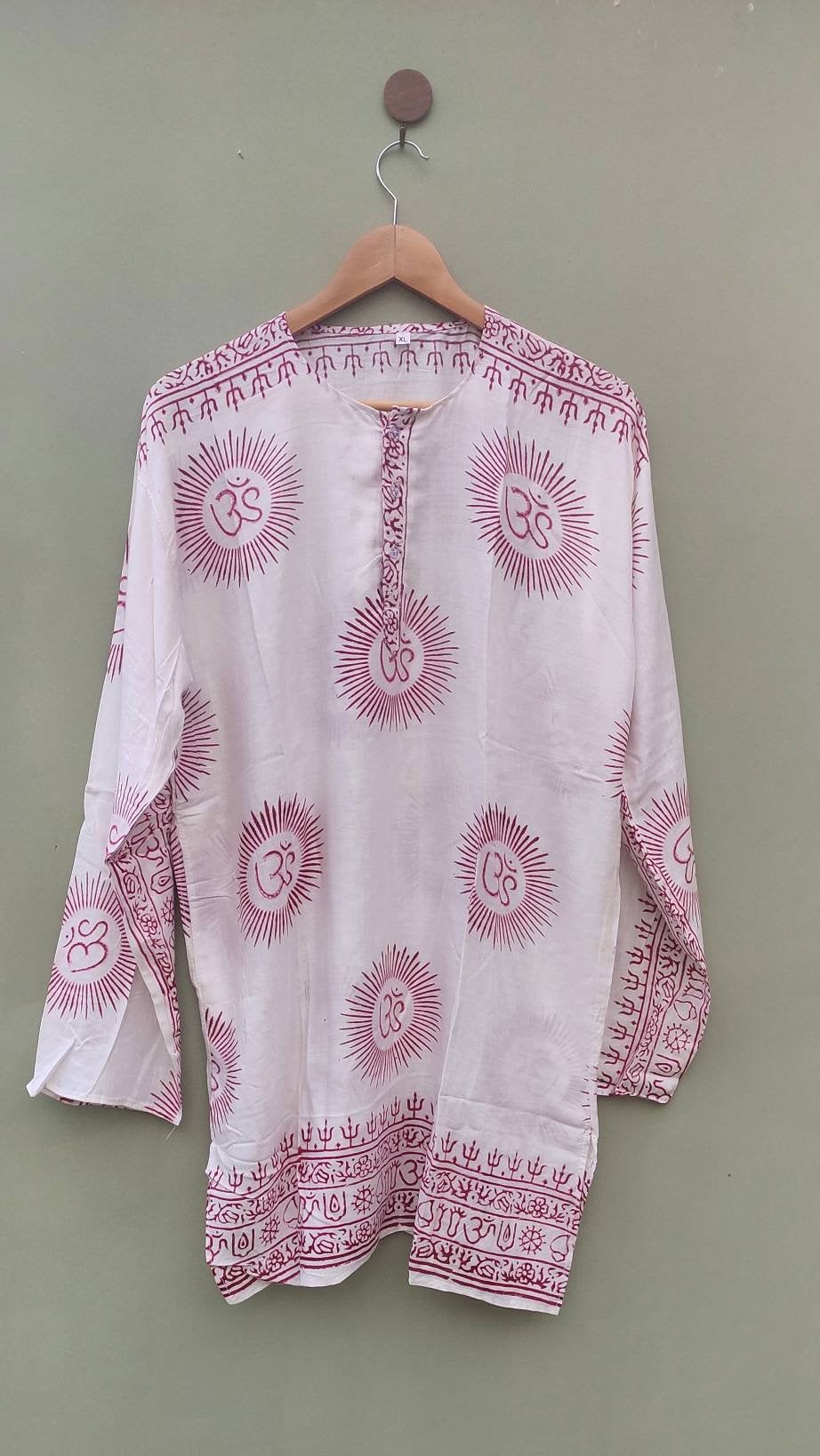 Handmade Om Shirt, Vintage Boho Style, Unisex Festival Tunic (Small)