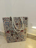 Canvas Tote Bag, Warli Art Folk Handbag, Eco-Friendly Cotton Shoulder Bag